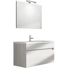 MOBILE BAGNO SOSPESO "PERSEO" CON LAVABO E SPECCHIO CM. 90