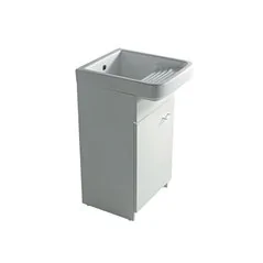 LAVATOIO IN CERAMICA CON STRIZZATOIO E MOBILE IDROFUGO
