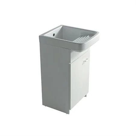 LAVATOIO IN CERAMICA CON STRIZZATOIO E MOBILE IDROFUGO