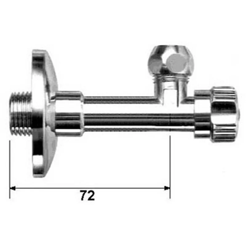 RUBINETTO AD ANGOLO CON ROSONE E DADO CONICO CORTO