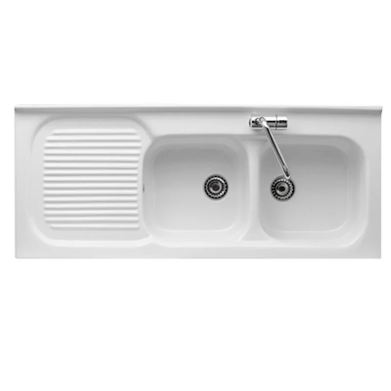 LAVELLO DA INCASSO IN CERAMICA CON 2 VASCHETTE 120 X 45 GALASSIA