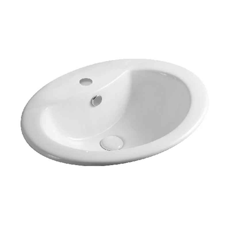 LAVABO SOPRAPIANO IN CERAMICA CON FORO RUBINETTO LS66 CM 56 X 46 LINPHA