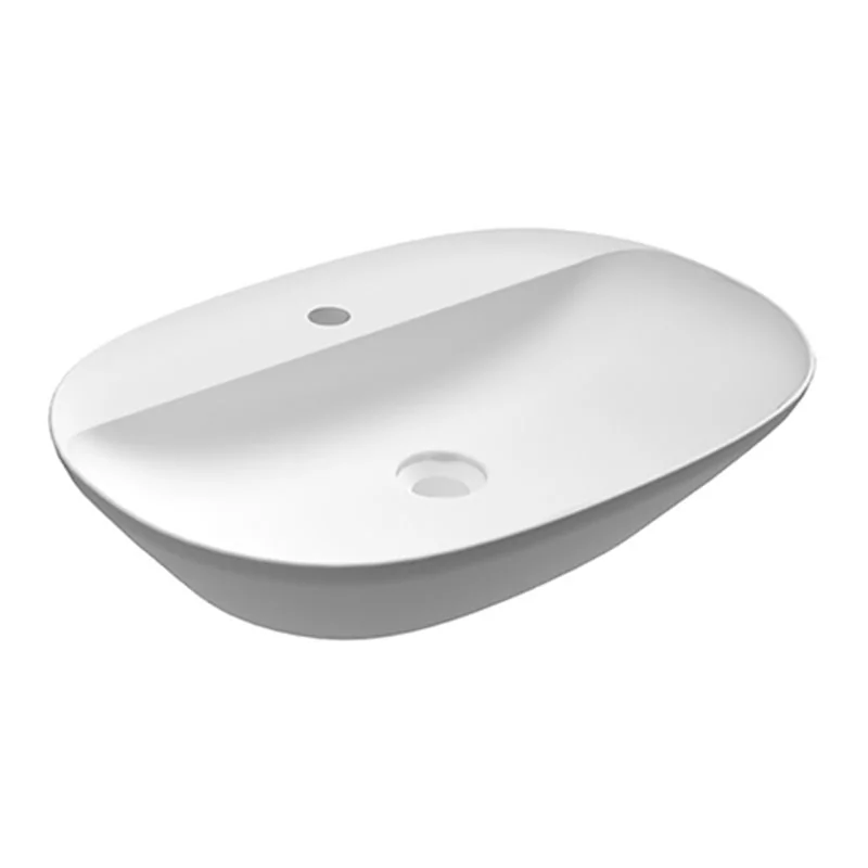 LAVABO IN PORCELLANA DA APPOGGIO OVALE ALLUNGATO (MONOFORO) VARIANT 60 X 42 CM RAK