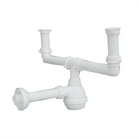 SIFONE TIPO "M" PER LAVELLI INOX A 2 VIE SENZA PILETTA LIRA