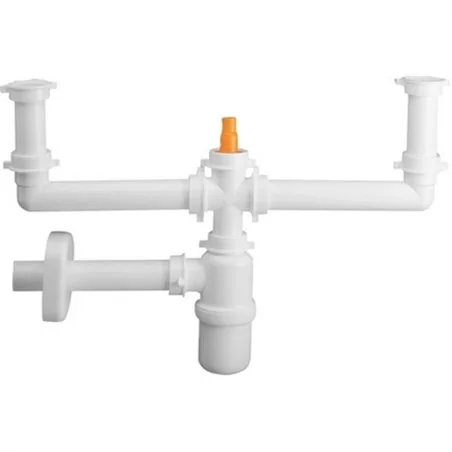 SIFONE A BOTTIGLIA PER LAVELLO CON ATTACCO LAVASTOVIGLIE 2 VIE