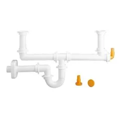 SIFONI A TUBO PER LAVELLI A DUE VASCHE CON ATTACCO LAVASTOVIGLIE