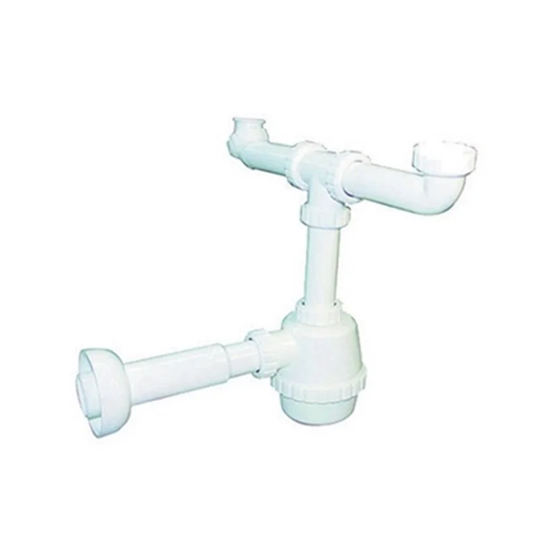 SIFONE PVC 2 VIE SENZA PILETTA PER PORCELLANA CON CANOTTO