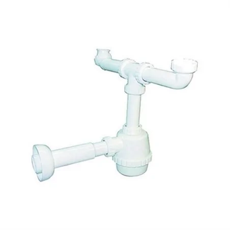 SIFONE PVC 2 VIE SENZA PILETTA PER PORCELLANA CON CANOTTO