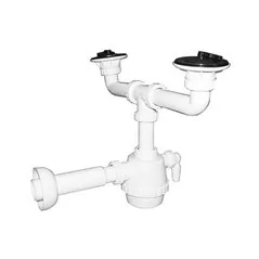 SIFONE PVC 2 VIE CON PILETTA E SCARICO LAVATRICE C/CANOTTO