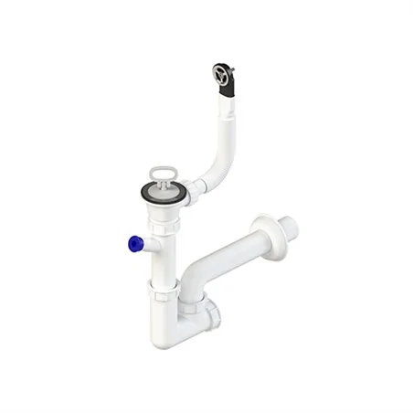 SIFONE PER LAVATOIO 1 VIA CON PILETTA E TROPPO PIENO