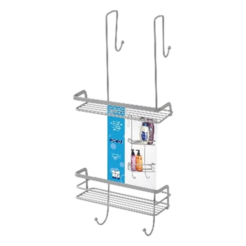 MENSOLA RETTANGOLARE 2 RIPIANI CON GANCIO DOCCIA