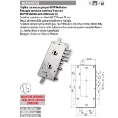 MOTTURA 898593 SERRATURA RICAMBIO SERIE 89 DOPPIO CILINDRO