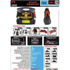 AVVIATORE PER AUTO START BOOSTER P1 12V 2500A LEMANIA