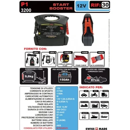 CAR START BOOSTER START BOOSTER P1 12V 3200A LEMANIA ENERGY