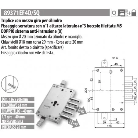 copy of MOTTURA 898371EF SERRATURA RICAMBIO EFFEPI CILINDRO EUROPEO