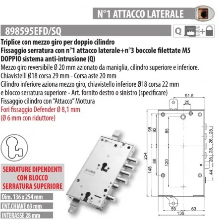 copy of MOTTURA 898371EF SERRATURA RICAMBIO EFFEPI CILINDRO EUROPEO