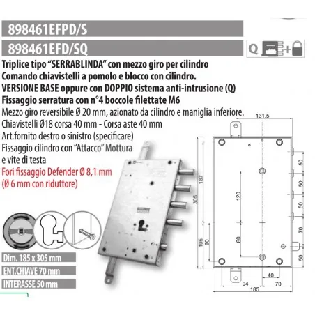 copy of MOTTURA 898371EF SERRATURA RICAMBIO EFFEPI CILINDRO EUROPEO