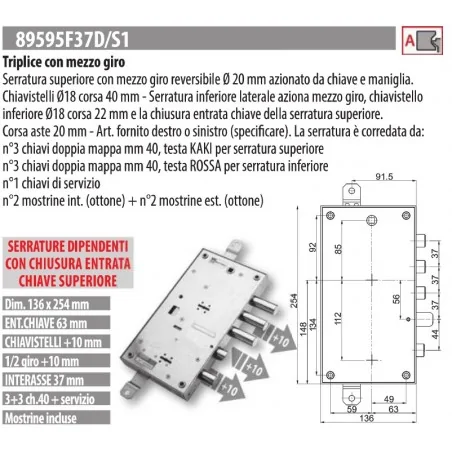 copy of MOTTURA 898371EF SERRATURA RICAMBIO EFFEPI CILINDRO EUROPEO