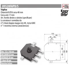 MOTTURA 89520FAP SERRATURA RICAMBIO FAPA DOPPIA MAPPA