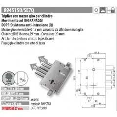 MOTTURA 894515/E7 SERRATURA RICAMBIO FBS PER CILINDRO EUROPEO