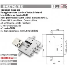 MOTTURA 89KR571G/B35 SERRATURA RICAMBIO GARDESA AD APPLICARE
