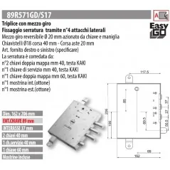 MOTTURA 89R571G/17 SERRATURA RICAMBIO GARDESA AD APPLICARE