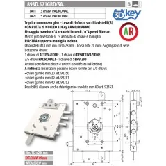 MOTTURA 3DKEY SERRATURA RICAMBIO GARDESIA 893D.571GR/A ARMO/RIARMO