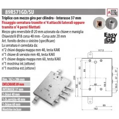 MOTTURA 89R571G/U SERRATURA RICAMBIO GARDESA AD APPLICARE