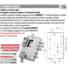 MOTTURA 89NR497GR SERRATURA PLURISISTEMA RICAMBIO GARDESA AD APPLICARE