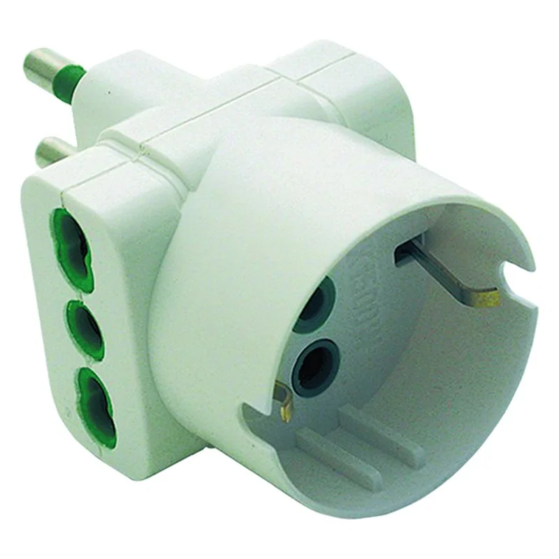 ADATTATORE TRIPLO SCHUKO BIPASSO 16A