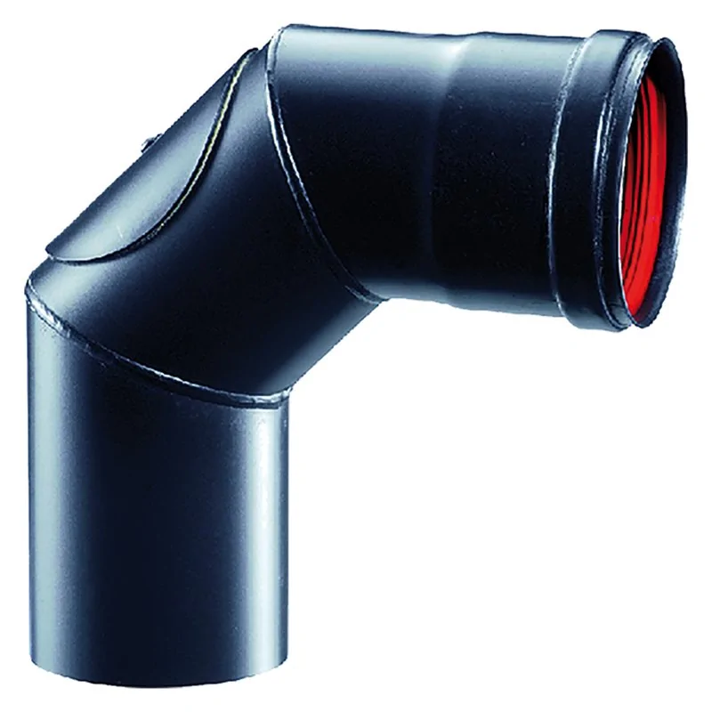 CURVA PER PELLET ACCIAIO NERO 90°