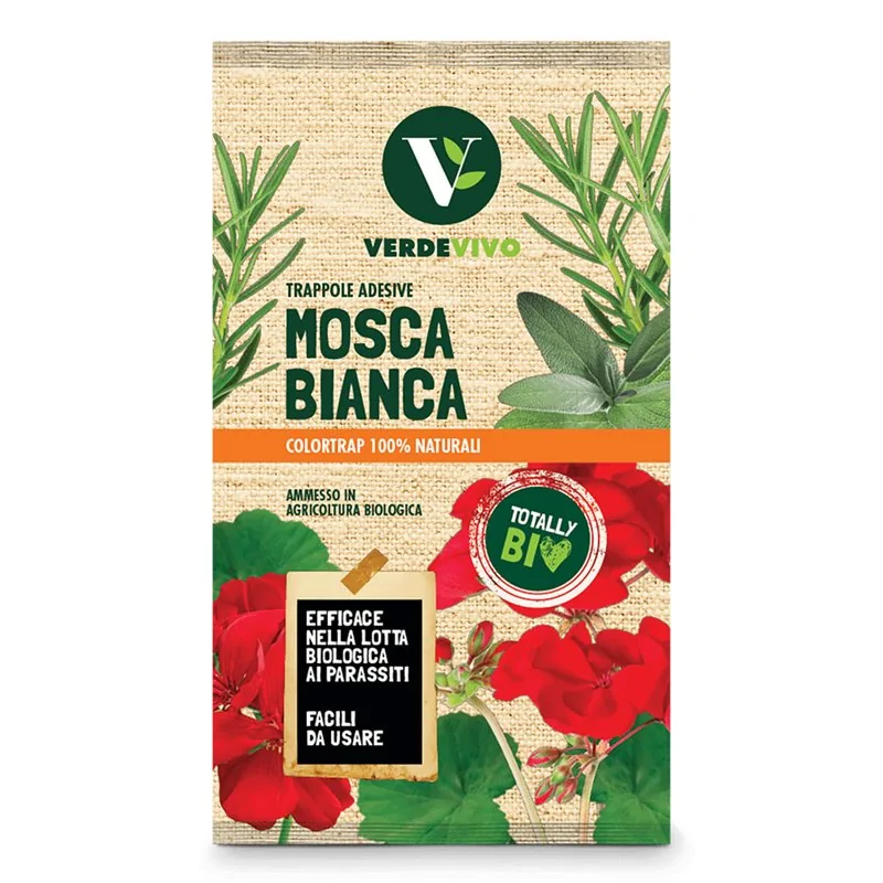 TRAPPOLA CROMOTROPICA ADESIVA MOSCHE BIANCHE CF 10 PZ