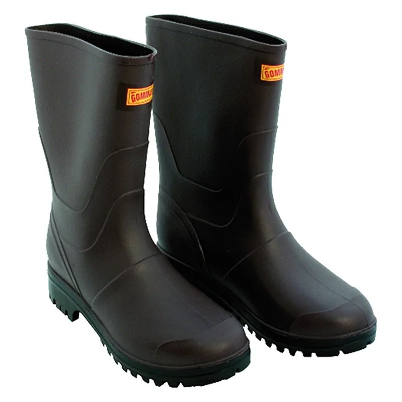 STIVALI TRONCHETTO IN PVC E GOMMA MARRONE