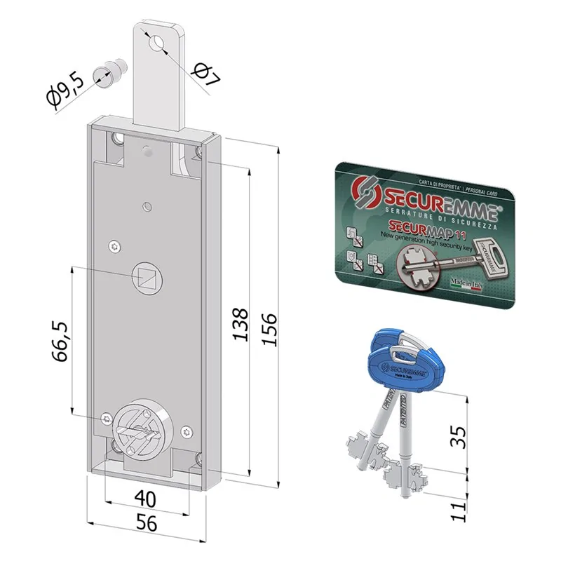 SERRATURA CENTRALE PER PORTA BASCULANTE '2240' SECUREMME