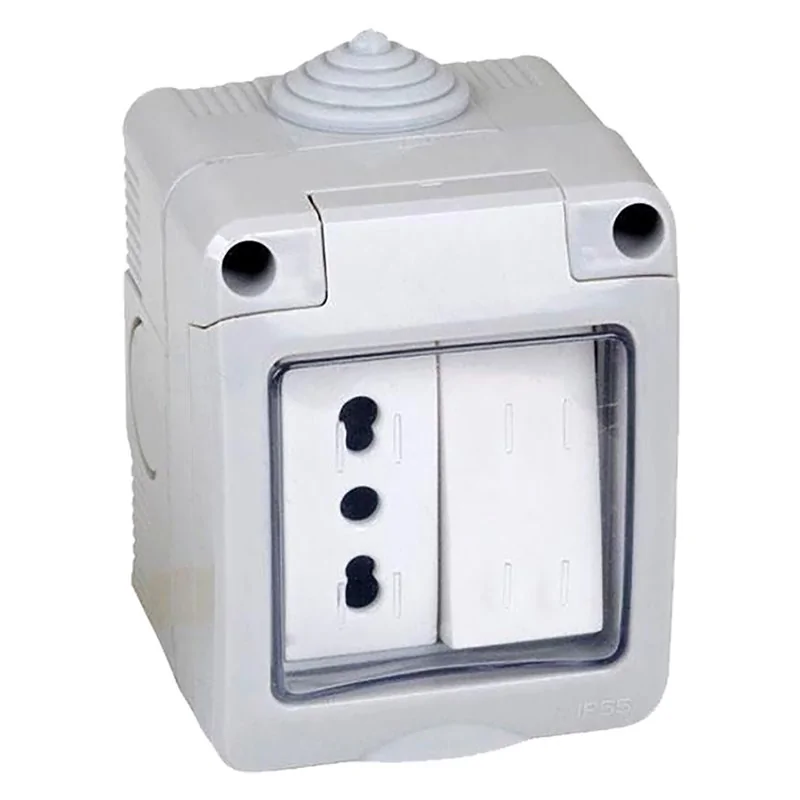 CASSETTA STAGNA PREASSEMBLATA INTERRUTTORE + PRESA IP55