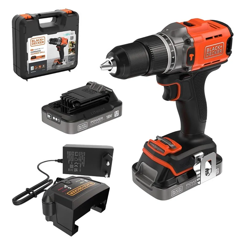 TRAPANO AVVITATORE A BATTERIA CON PERCUSSIONE BCD383D XK-QW 18V BLACK DECKER