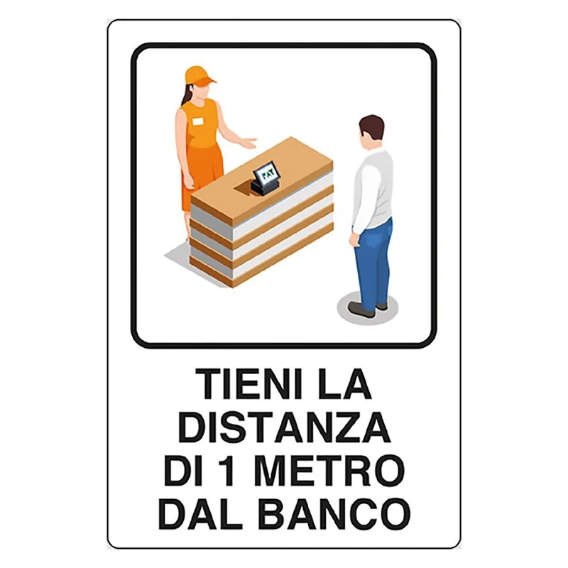CARTELLO TIENI DISTANZA 1 METRO IN ALLUMINIO