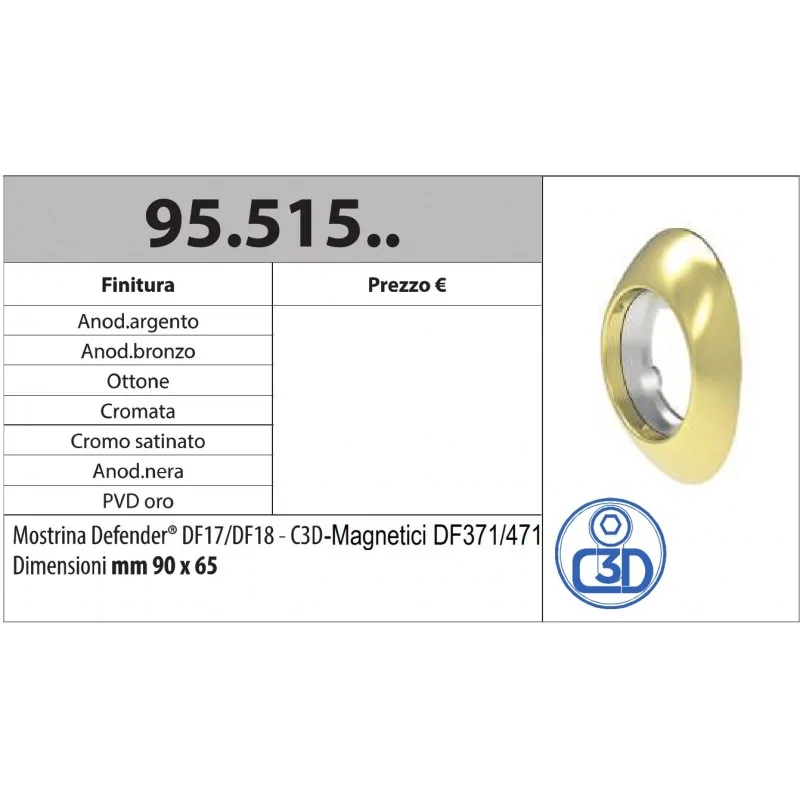 copy of MOTTURA 95.447 MOSTRINA IMBUTITA ESTERNA 65X90 PER DEFENDER Ã˜50