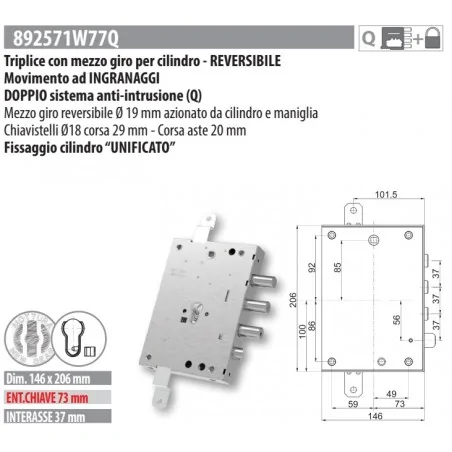 copy of MOTTURA 898371EF SERRATURA RICAMBIO EFFEPI CILINDRO EUROPEO