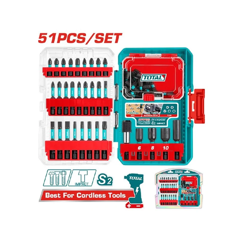 SET 51 PUNTE PER TRAPANO AVVITATORE A PERCUSSIONE TOTAL