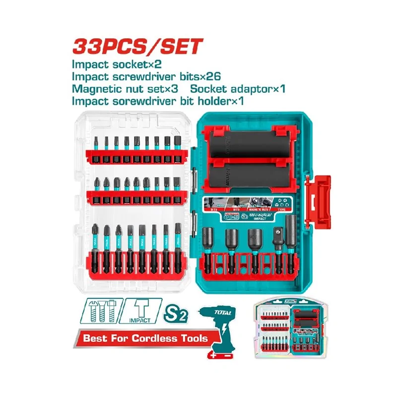 SET INSERTI E BUSSOLE PER AVVITATORE A PERCUSSIONE 33 PZ TOTAL