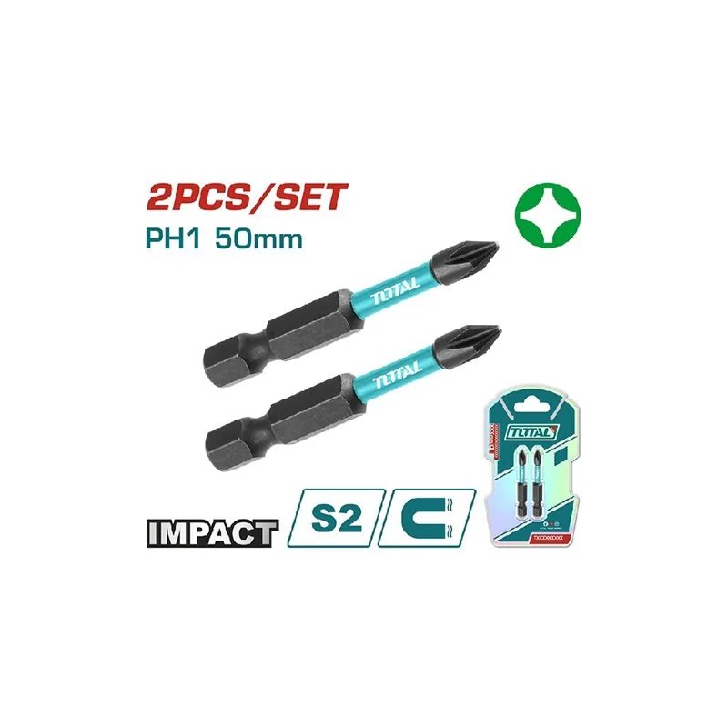 SET 2 INSERTI LUNGHI PH1 PER AVVITATORE A PERCUSSIONE TOTAL