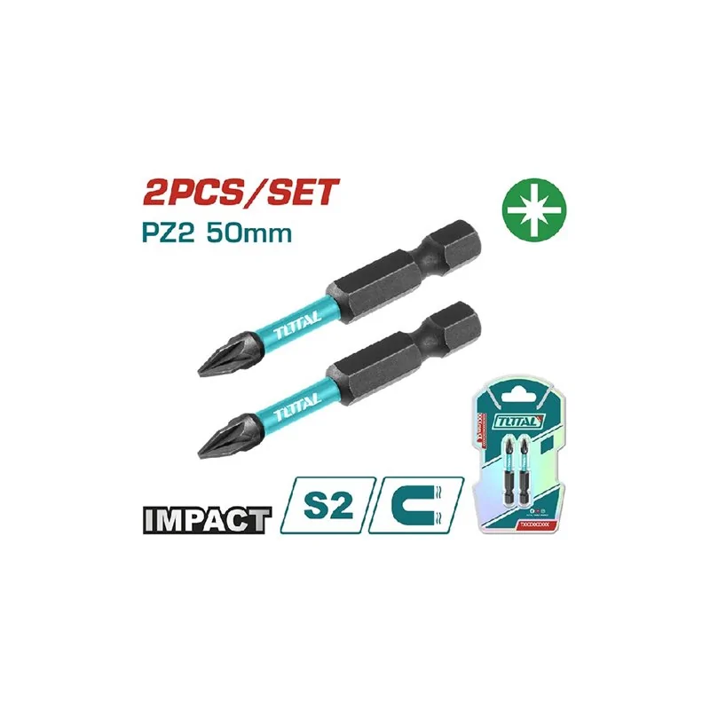 SET 2 INSERTI LUNGHI PZ2 PER AVVITATORE A PERCUSSIONE TOTAL