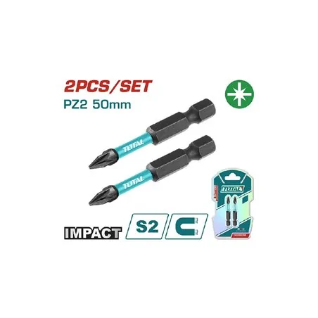 SET 2 INSERTI LUNGHI PZ2 PER AVVITATORE A PERCUSSIONE TOTAL