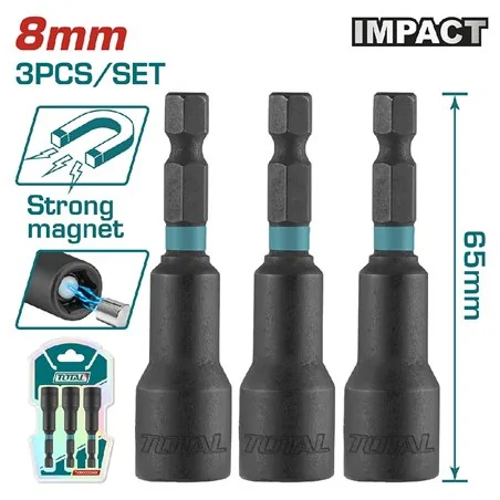 SET 3 PORTABUSSOLE 1/4 HEX MM 8 CON CALAMITA TOTAL