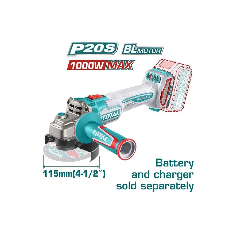 SMERIGLIATRICE ANGOLARE Ø115 20V SENZA BATTERIA TOTAL