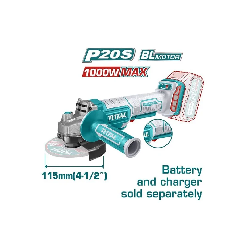 SMERIGLIATRICE ANGOLARE 20V 115MM SENZA BATTERIA TOTAL