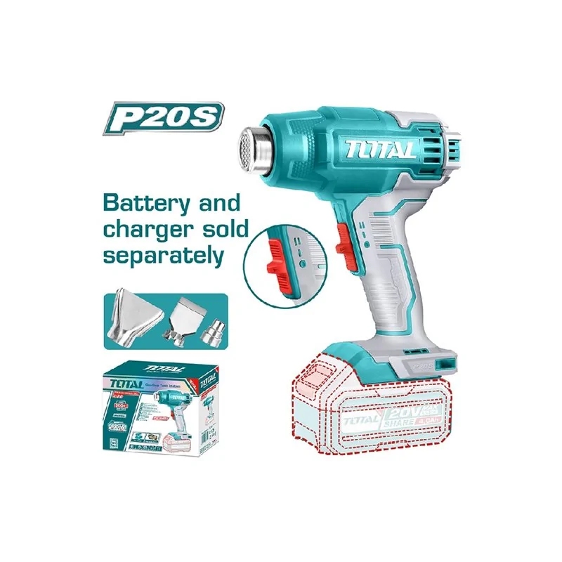 PISTOLA TERMICA 20V 550° SENZA BATTERIA CON ACCESSORI TOTAL