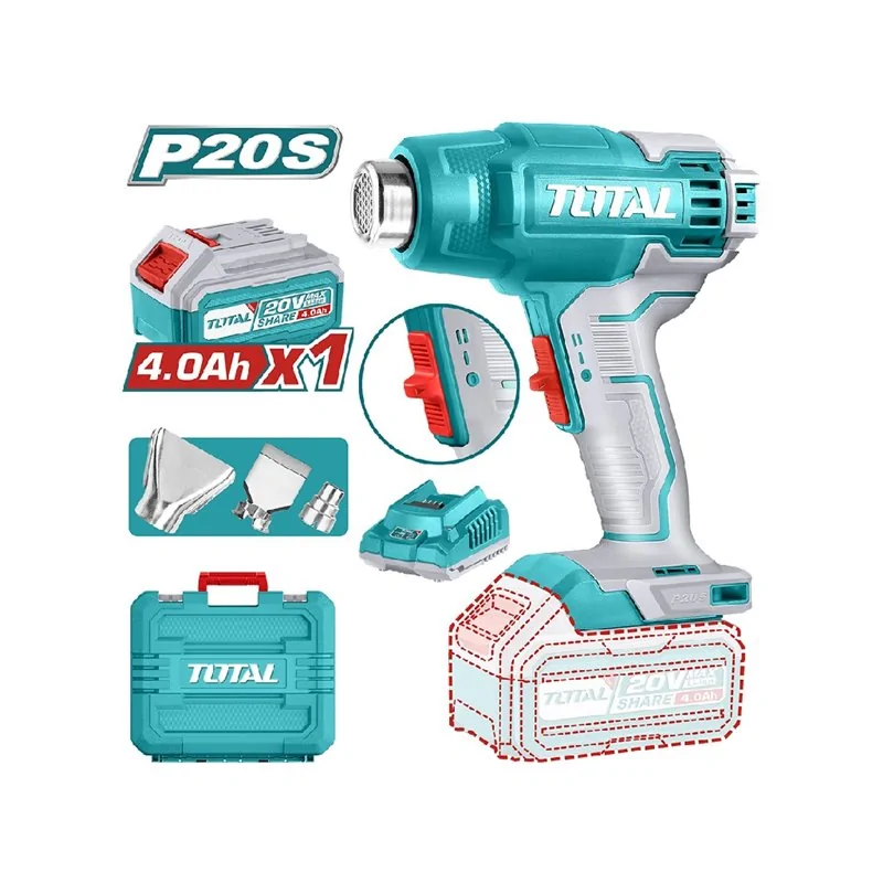 PISTOLA TERMICA 20V 550° CON BATTERIA 4AH E VALIGETTA TOTAL