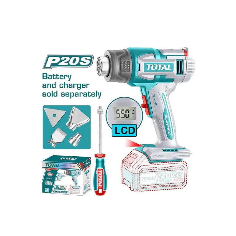 PISTOLA TERMICA 20V CON DISPLAY LCD 550° SENZA BATTERIA TOTAL